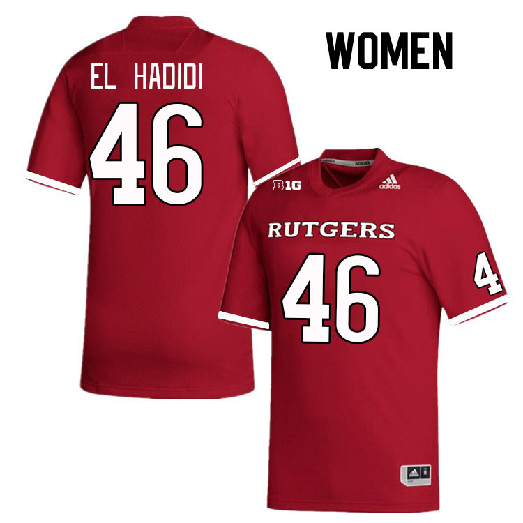 Women #46 Sammy El Hadidi Rutgers Scarlet Knights College Football Jerseys Stitched Sale-Scarlet - Click Image to Close
